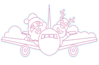 PRODUCT PHOTO: Santa and Reindeer In Jet Airplane Waving